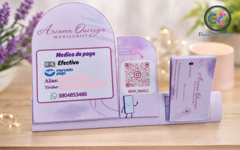 Exhibidor comercial personalizado con tarjetas de presentación 